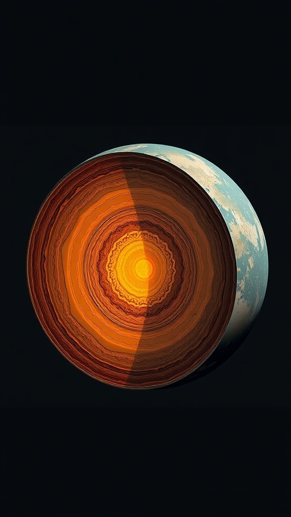 Understanding Earth Cross-section of Earth displaying the crust, mantle, and core layers.